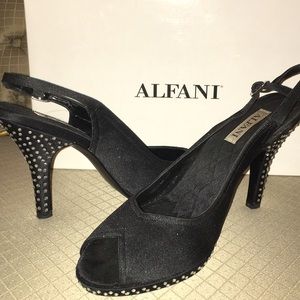 Alfani "Jazzy" Black Satin evening shoes size 6.5